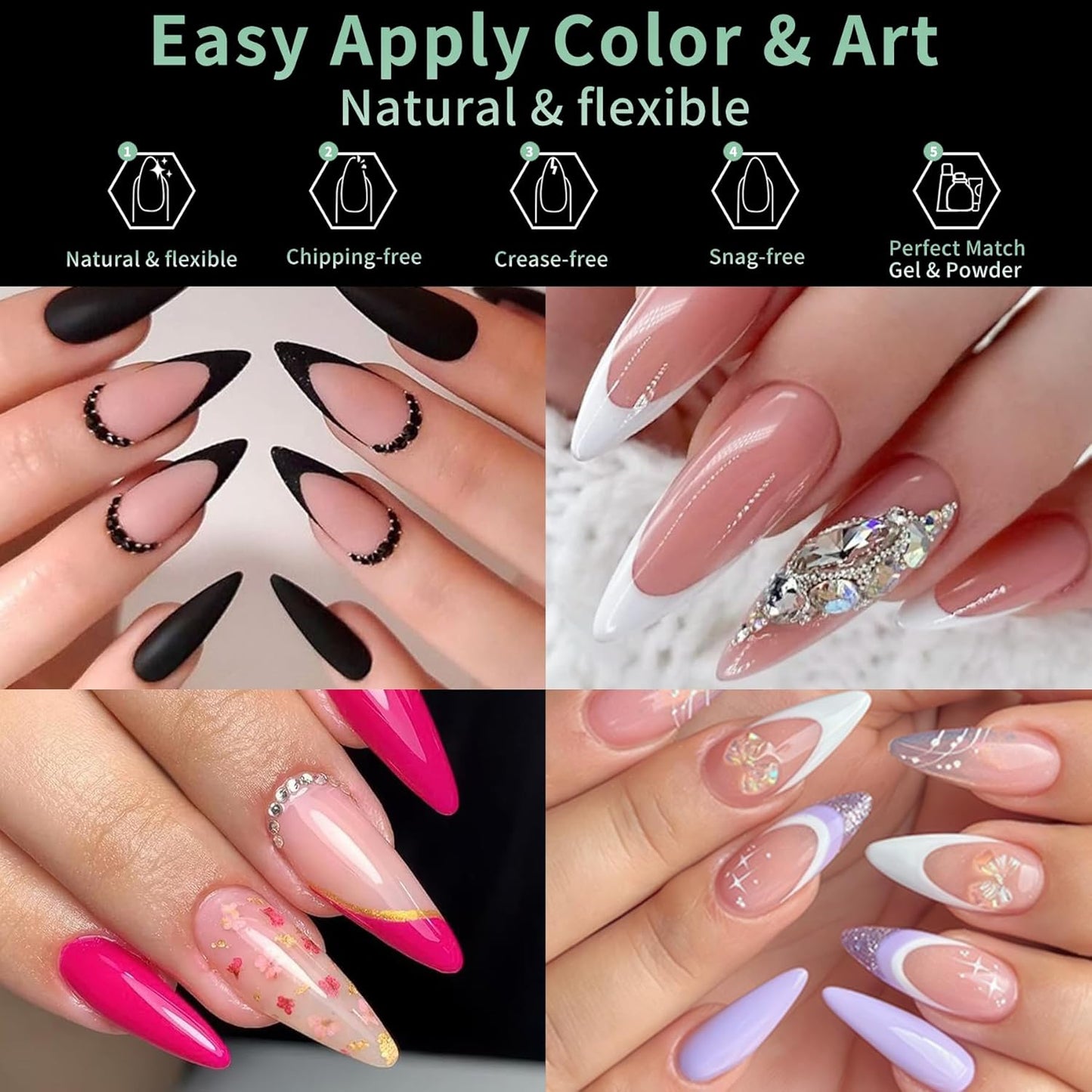 Medium Stiletto Nail Tips, 216pcs Acrylic Soft Fake Nails Gel Nail Tips, Full Cover Pre-Shaped Matte Clear Press on Nails for Extension, Diy at Home Manicure 12 Sizes