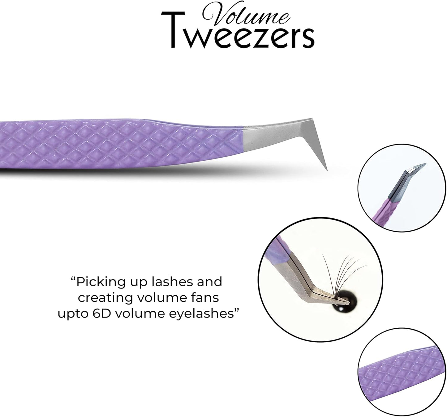SIVOTE Lash Tweezers for Eyelash Extensions, Set of 3 - Volume, Volume Boot, Slim 90 Degree Tweezers with Fiber Tips in Pastel Colors, Ideal for Mega, Volume & Russian Lashes - Includes Leather Pouch