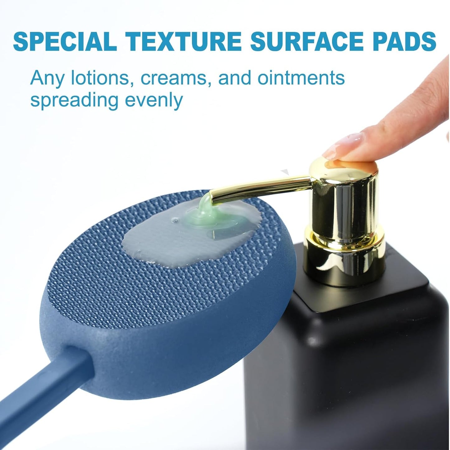 19" Lotion Applicator for Back Tanning Applicator Long Handle Back Lotion Applicator for Feet Self Tanner Back Applicator Sunscreen Applicator for Kids Women Men The Elderly (19" Drak Blue)