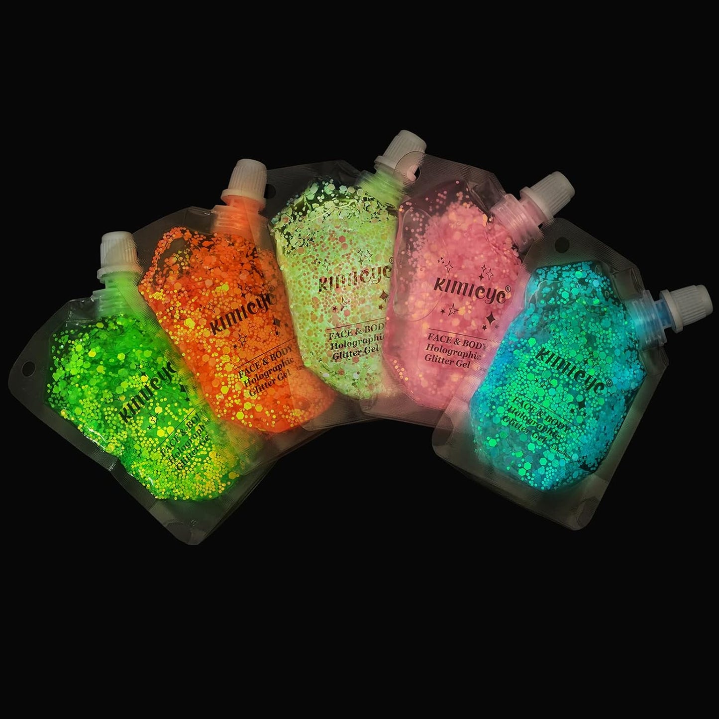 Holographic Face Glitter Gel Body Shimmer Makeup for for Hair, Face, Clavicle, Arm, Nail, Eyeshadow, Long Lasting Waterproof Mermaid Sequins Party Glitter for Rave Festival, 1.35oz (Luminous Pink)