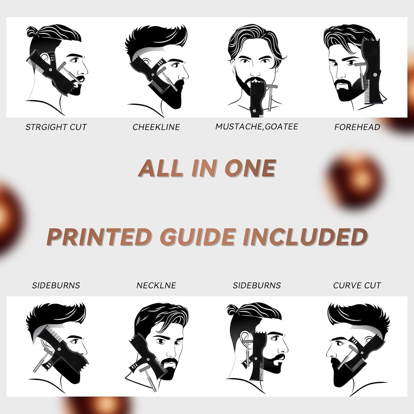 Black Rotating Foldable Beard Comb & Styler – Precision Grooming Tool for Multiple Beard Styles, Effortless Shaping, Use with Beard Trimmer