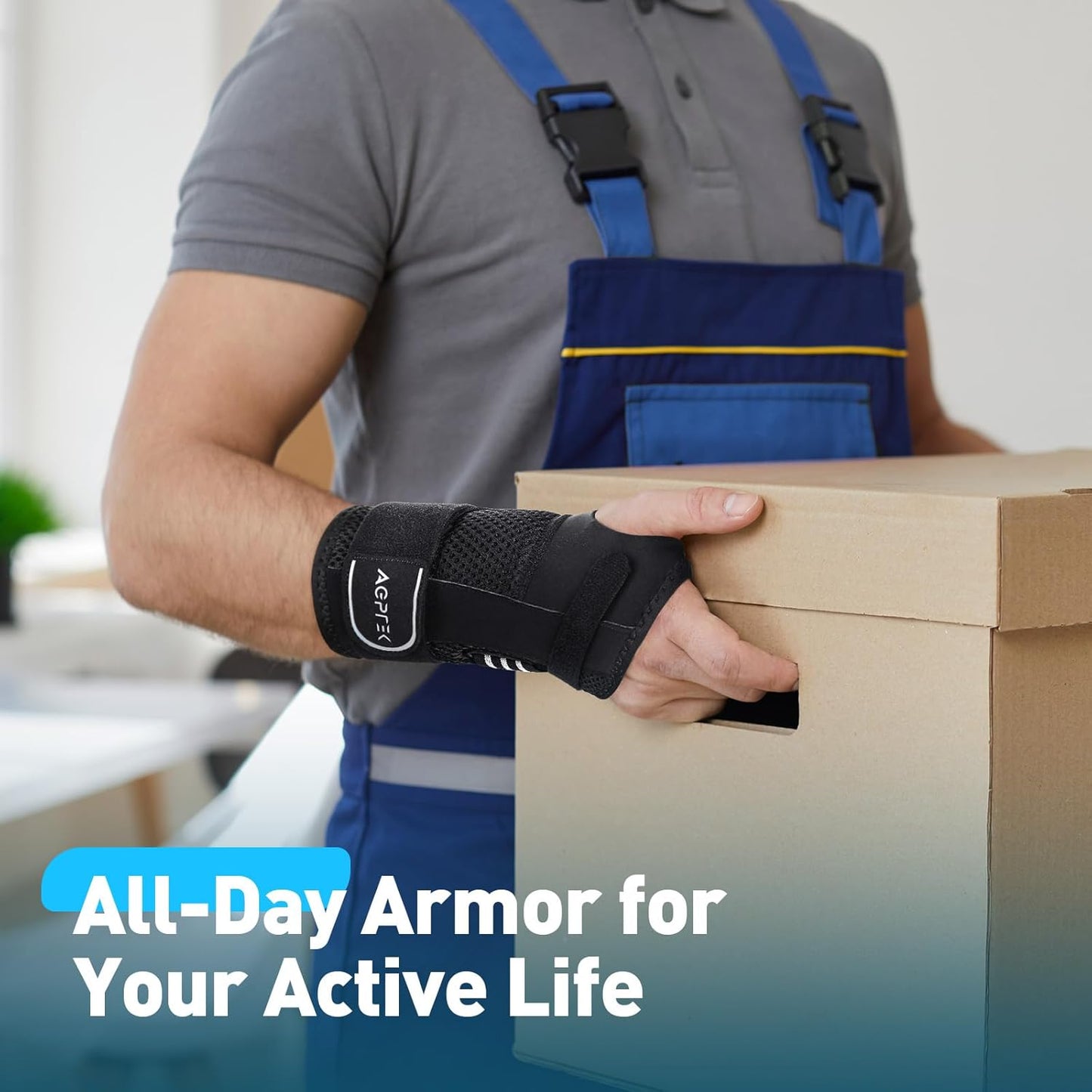 AGPTEK Carpal Tunnel Wrist Brace for Men Women, Night Sleeping Wrist Support with 2 Splints, Pain Relief Hand Brace for Arthritis Sprains Tendonitis, Adjustable Wrist Splint for Left Hand (L/XL, Black & White )