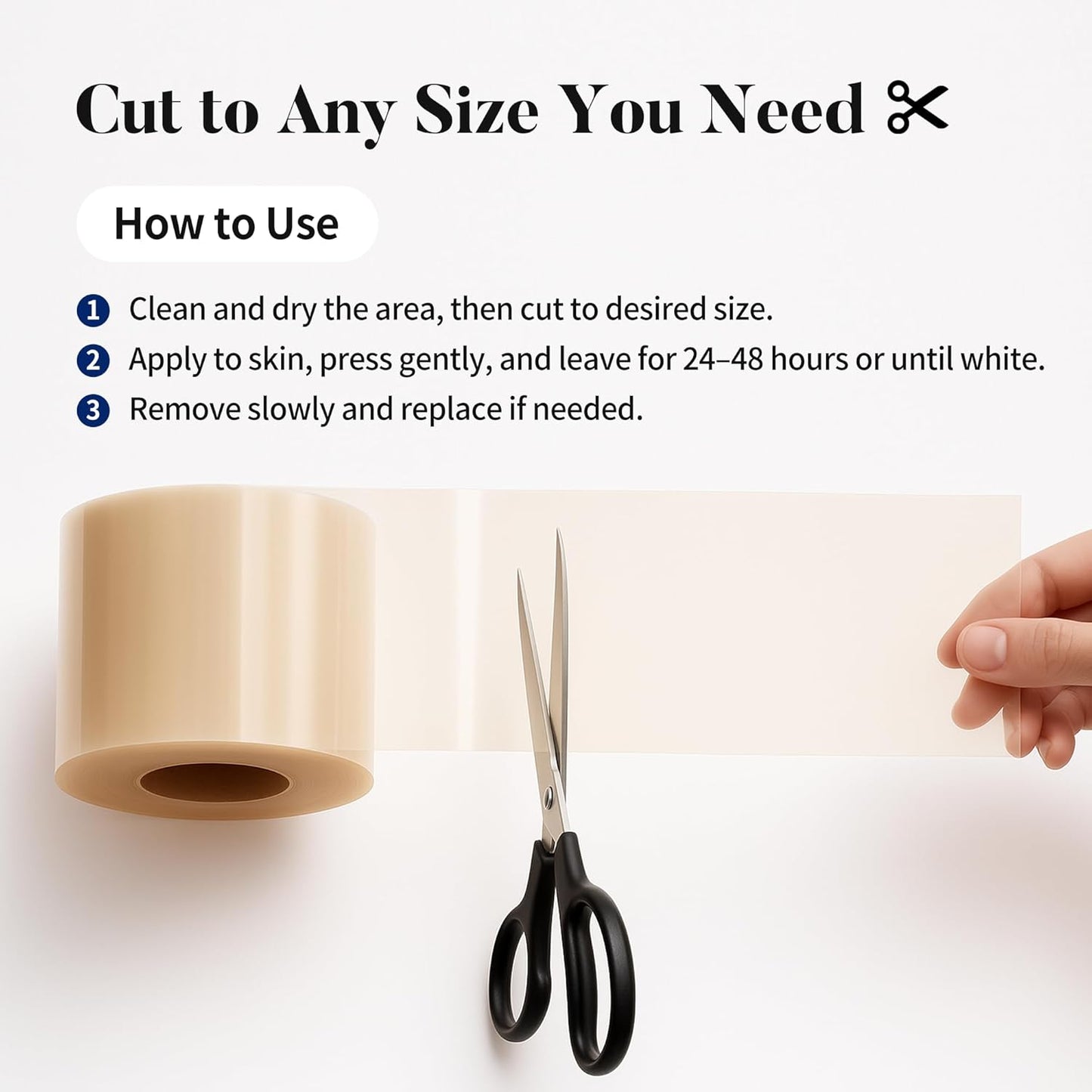 Hydrocolloid Roll – Cut-to-Size Wound Dressing & Pimple Patch for Blister, Acne & Scar Care | Transparent, Waterproof, Skin-Friendly Bandage (2in x 10ft)