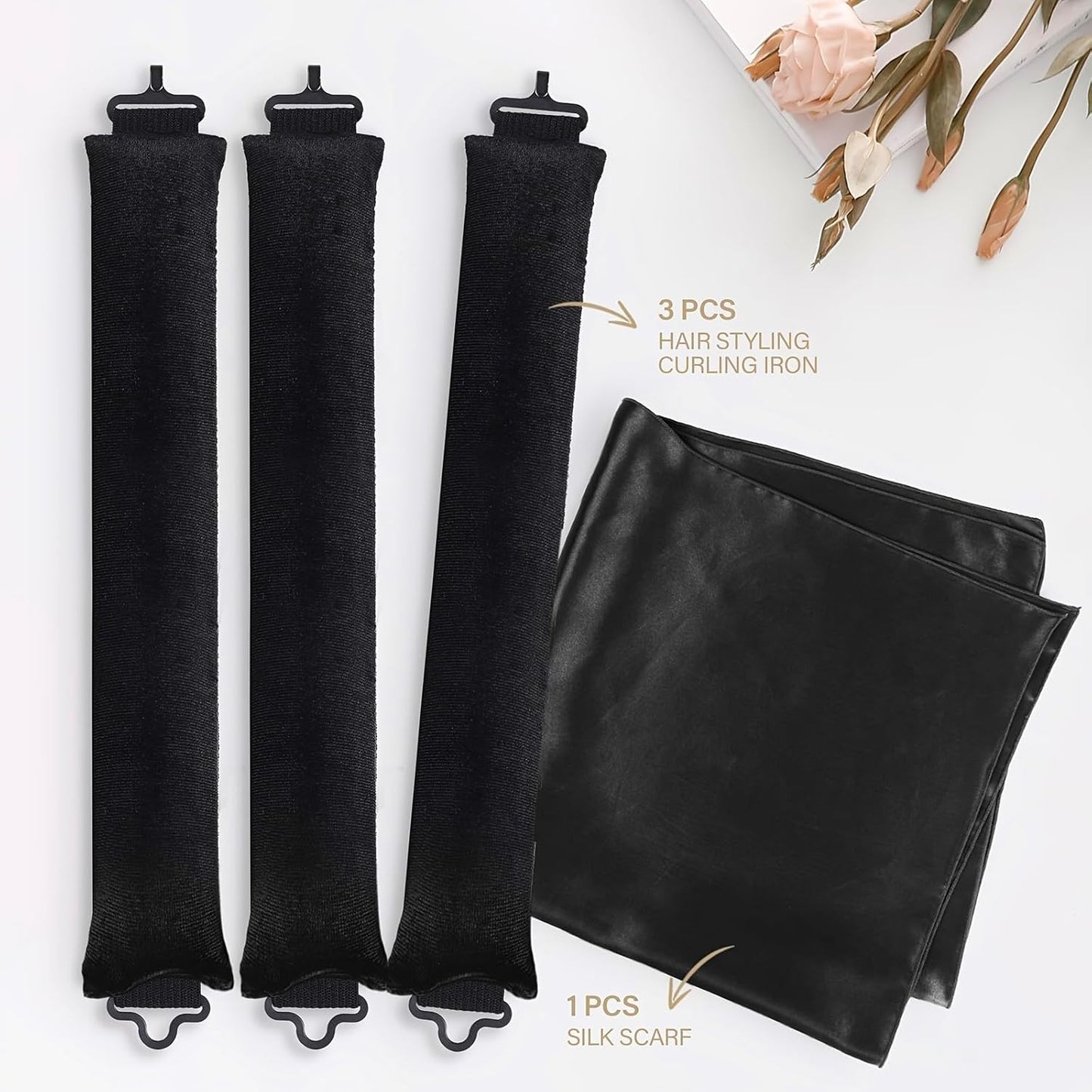 Heatless Hair Curler Overnight Curl Rods for All Hair Types, Healthy and Stylish Heatless Curling Set jumbo heatless hair curler to sleep in Heatless Hair Curlers (Brown, Medium)