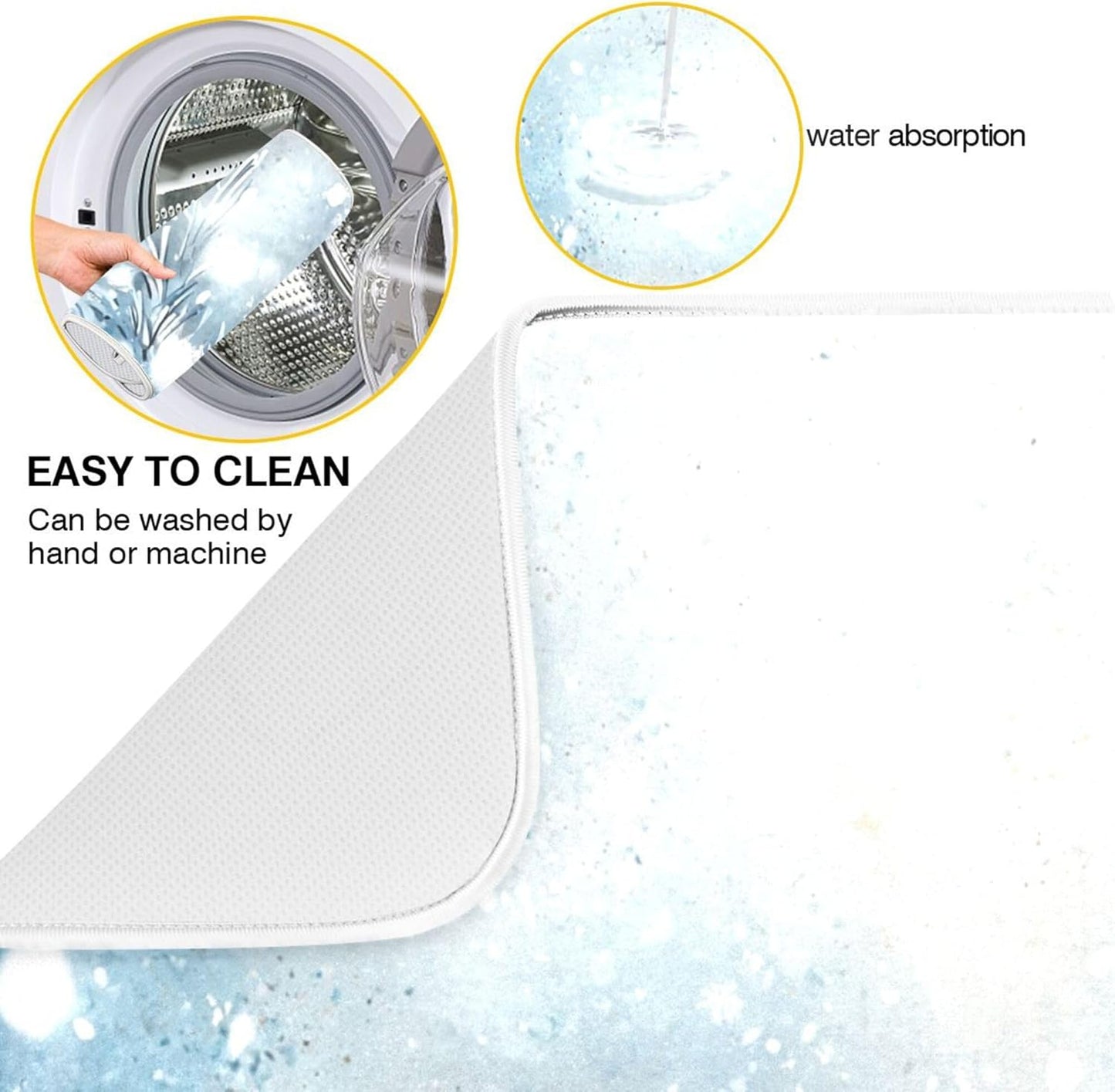 Winter Snowman Silver Dish Drying Mat for Kitchen Countertop 18x24 Christmas Snowflake White Xmas Large Drying Mat Reusable Quick Dry Dish Sink Mats Easy Clean Decorative Essentials