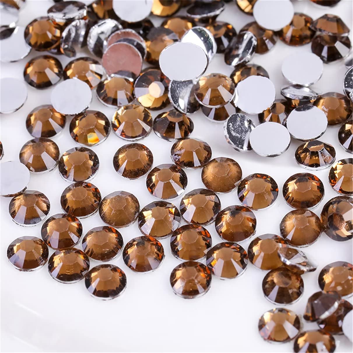 1500 Pieces SS16 4mm Flatback Rhinestones Clear Glass Round Gems Crystals for Nail Art DIY Crafts Clothes Shoes Bags （Dark Coffee）