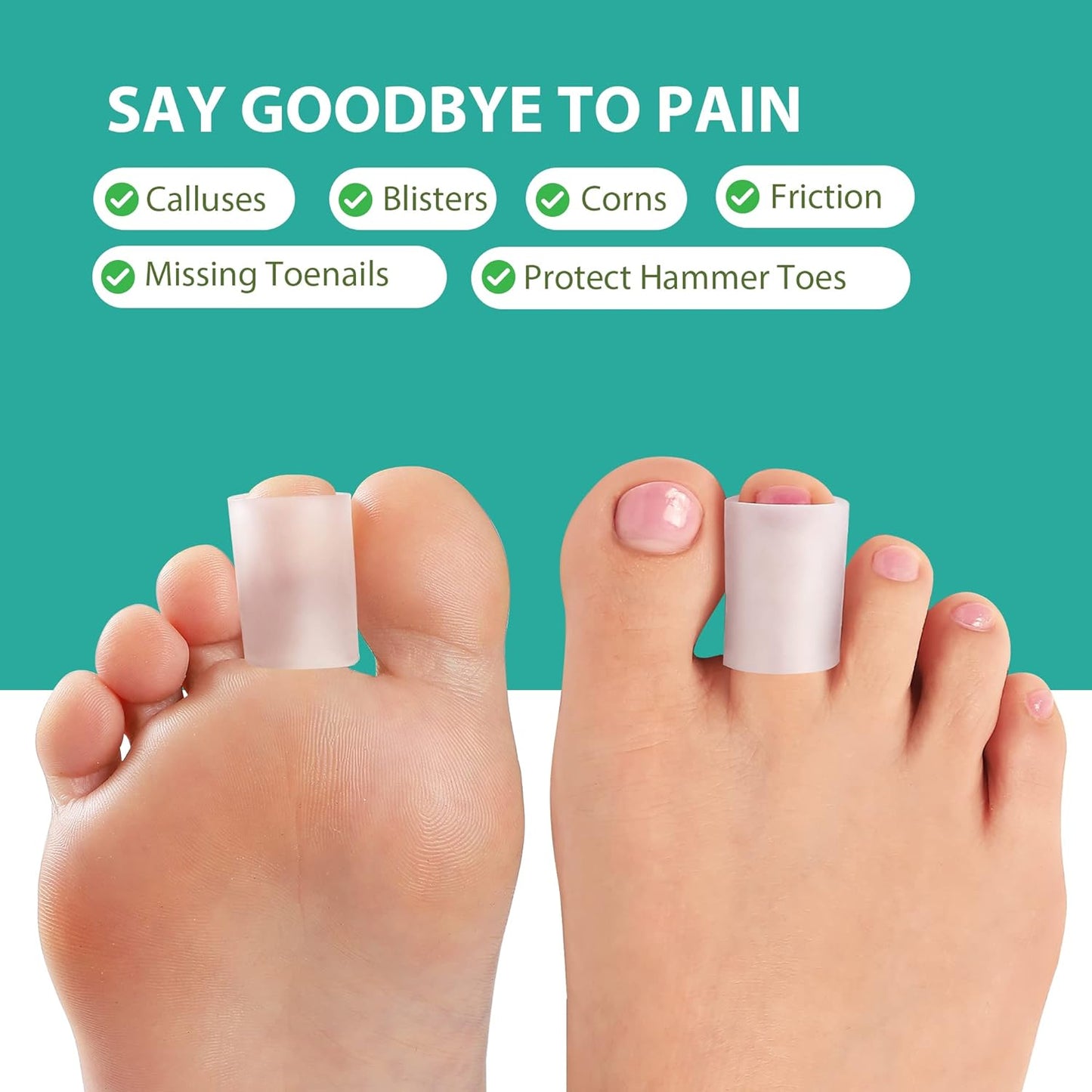 Welnove Toe Protectors – 12-Pack Aloe Vera Extract Infused Silicone Toe Sleeve Toe Covers for Hammer Toes, Corns, Calluses, Blisters – Soft Gel Protector Toe Cushions for Pain Relief (Multi-Size)