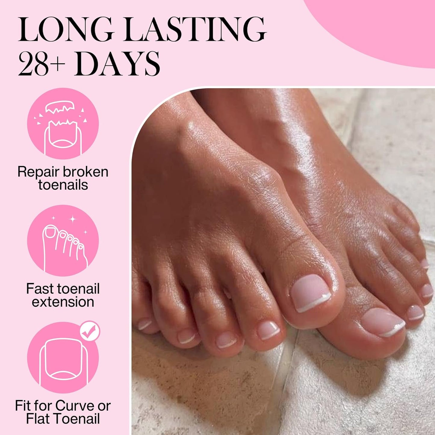 Square Toe Nail Tips, 240pcs Press On Toenails for Women Full Matte Wider Toe Nail Tips, 12 Size Full Cover Short Fake Toenail for Big Toe Nail Extensions Home DIY Nail Salon Soak Off