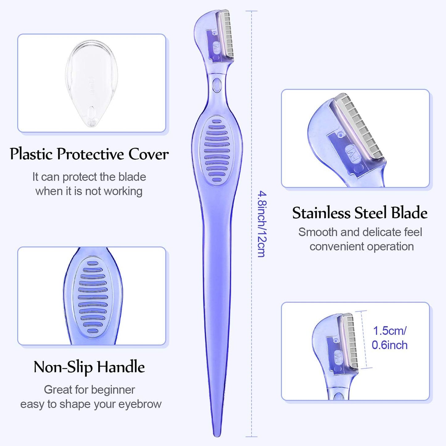 Mudder 21 Pcs Eyebrow Razor Eyebrow Shaver Facial Razor Multipurpose Face Trimmers with Precision Cover for Women Makeup Care Tools(Rose Red, Blue, Purple)