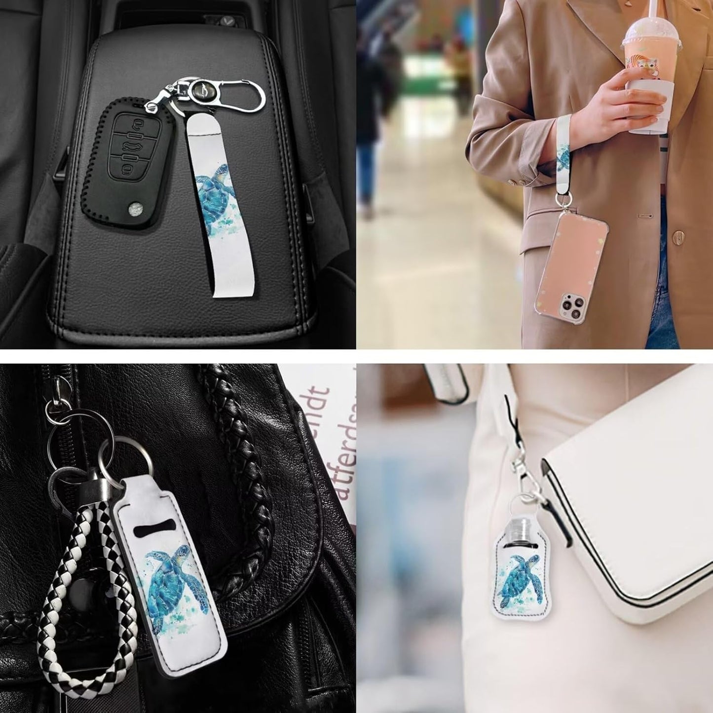 Suobstales 3 Pack Travel Bottle Keychain Holder Set Hand Sanitizer Holder With Chapstick Holder Keychain for Women Men