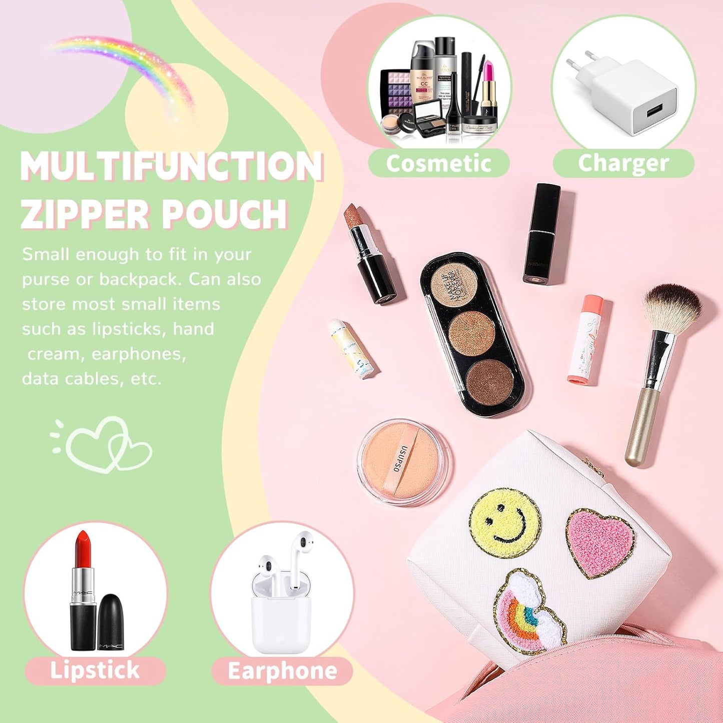 Period Bag for Teen Girls PU Leather Sanitary Pad Bags for Period Teen Period Pads Pouch for Panty Liners, Tampons, Menstrual Cup - Pink