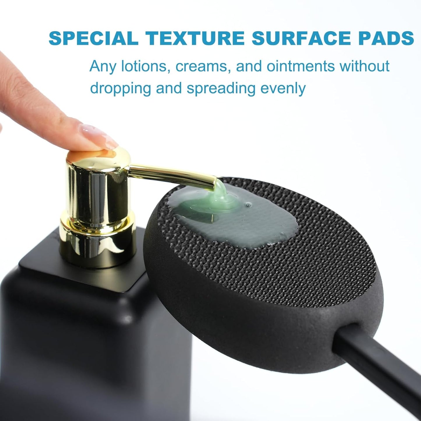 19" Lotion Applicator for Back Tanning Applicator Long Handle Back Lotion Applicator for Feet Self Tanner Back Applicator Sunscreen Applicator for Kids Women Men The Elderly (Black)