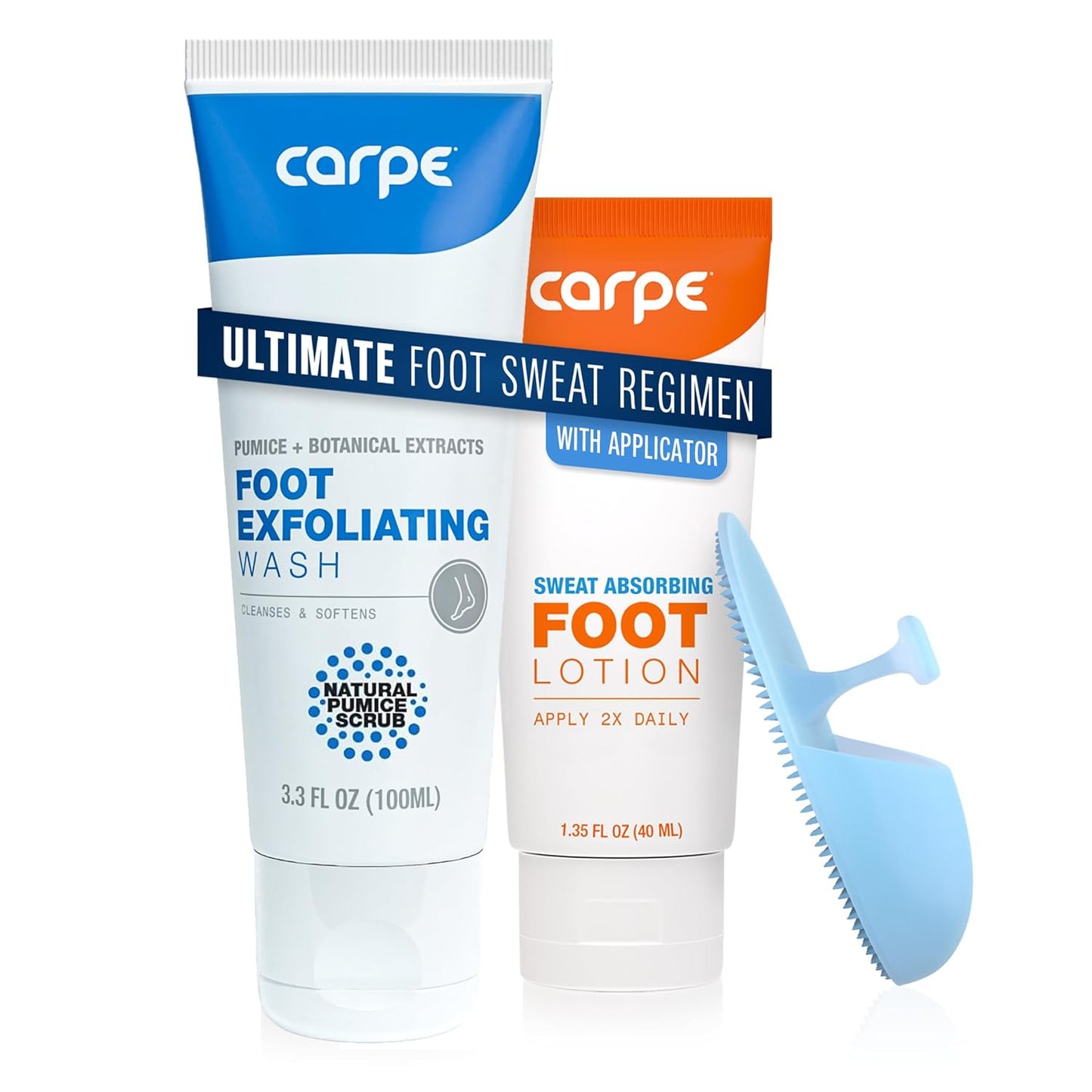 Carpe Sweat Absorbing Foot Lotion & Foot Exfoliating Scrub Regimen - A Total Solution for Sweaty Smelly Feet