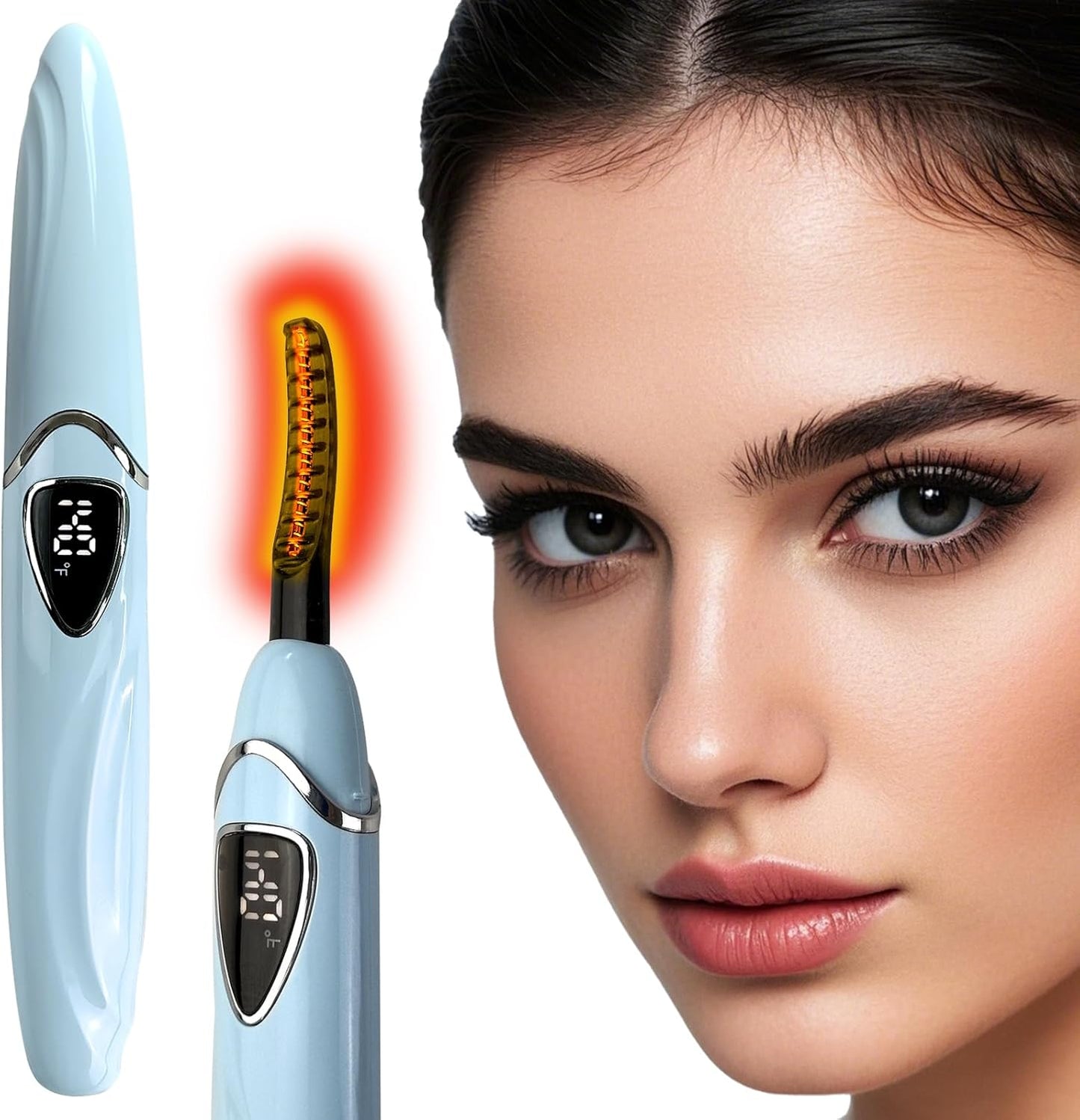 S600 Heated Eyelash Curler - Lash Curler Heated with Accurate Temperature Control, Intelligent Auto Power Off for Natural Makeup & Long-Lasting Curls | Heated Lash Curler (Blue+Silver)