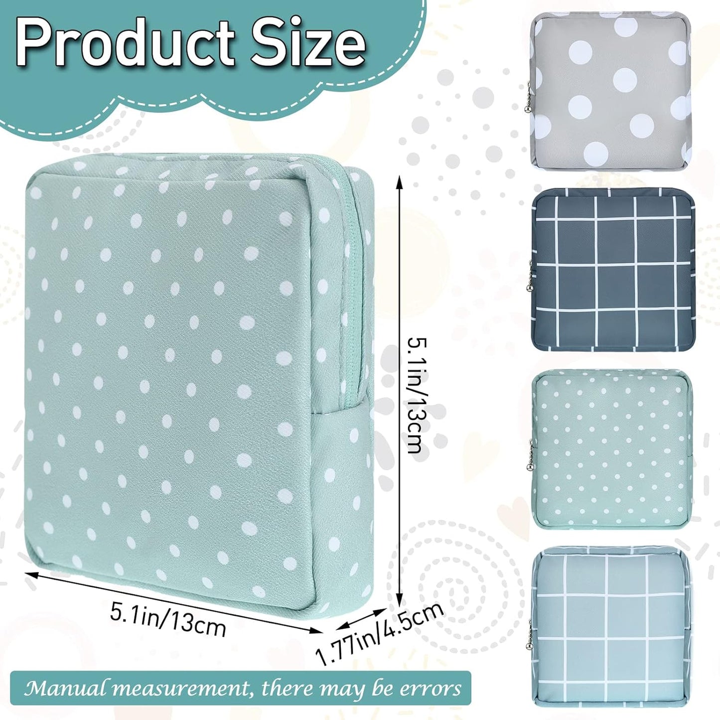 Frienda 4 Pieces Sanitary Napkin Storage Bag Menstrual Pad Nursing Pad Holder Portable Menstrual Period Sanitary Pouch Zipper Tampons Collect Bags for Teen Girls Women Ladies(Basic Style)