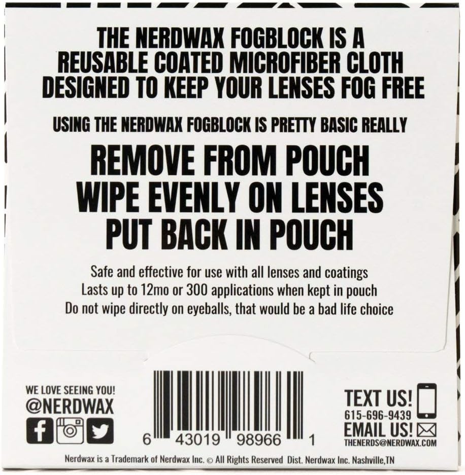 Nerdwax FogBlock | Anti Fog Lens Wipes | Keeps Glasses from Fogging