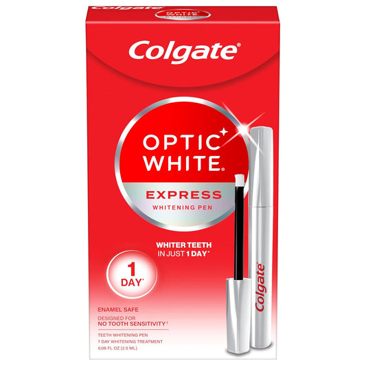 Colgate Optic White Express Teeth Whitening Pen, Enamel-Safe Tooth Whitening Applicator, Helps Whiten Teeth in As Little As 1 Day of Use, 7 Day Whitening Treatment, 0.08 fl oz