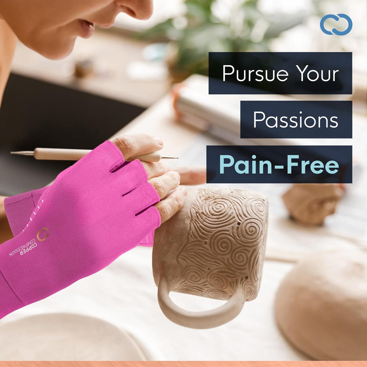 Copper Compression Arthritis Gloves | Fingerless Arthritis Carpal Tunnel Pain Relief for Men & Women | Hand Support Wrist Brace for Neuropathy, Rheumatoid, Tendonitis, Swelling, Crocheting, Typing Pink S