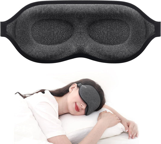 MZOO Luxury Sleep Mask for Back, Side Sleeper, Complete Light Blocking Sleeping Eye Mask Night Blindfold, 3D Zero Pressure & Spacious for Lash Extensions, Breathable Soft Eye Cover Flight Nap Travel