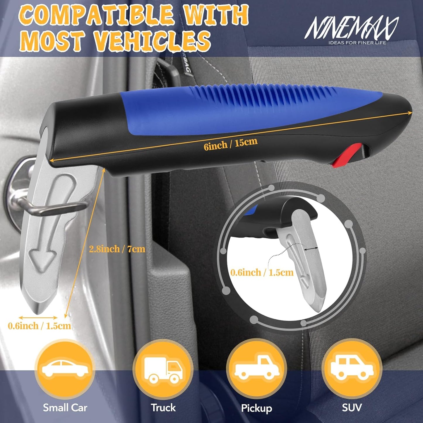 Car Door Handle for Elderly Car Handle Assist Support, Auto Grab Handles, Portable 3 in 1 Car Door Cane for Seniors, Handicap (2 pcs)