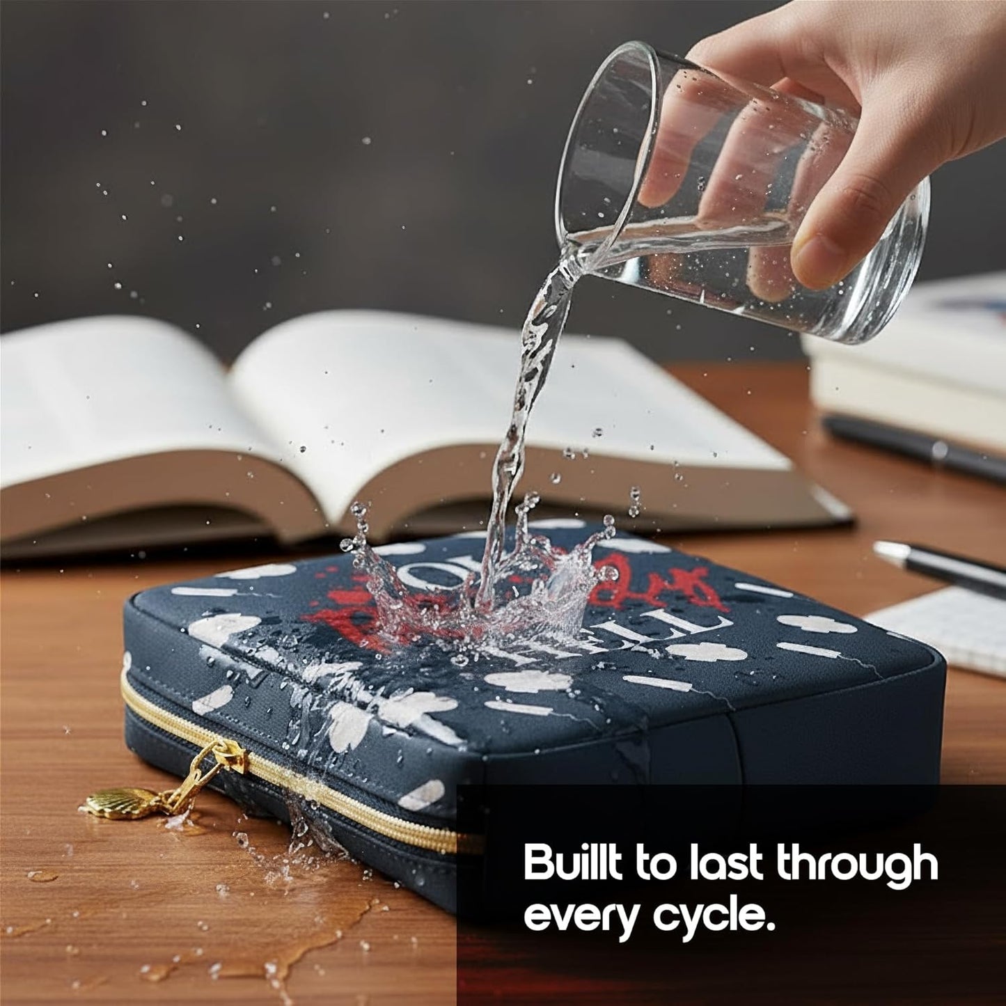 Primo Lines Period Bag for School – Compact Discreet Tampons & Pad Pouch with Waterproof Lining Cute & Stylish Period Pouches for Teen Girls for School and Travel, First Period Kit (Oh Bloody Hell)