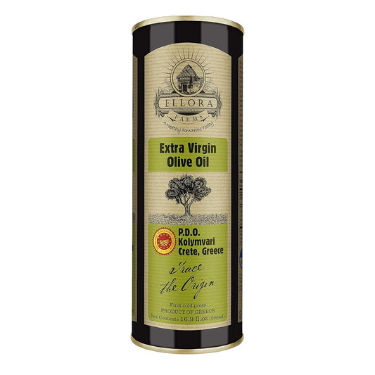 Ellora Farms, Certified PDO Extra Virgin Olive Oil, Single Estate, Single Origin, Single Variety, Cold Press & Traceable Olive Oil, Crete, Greece, Kosher CRETE 16.9 Fl Oz (Pack of 1)