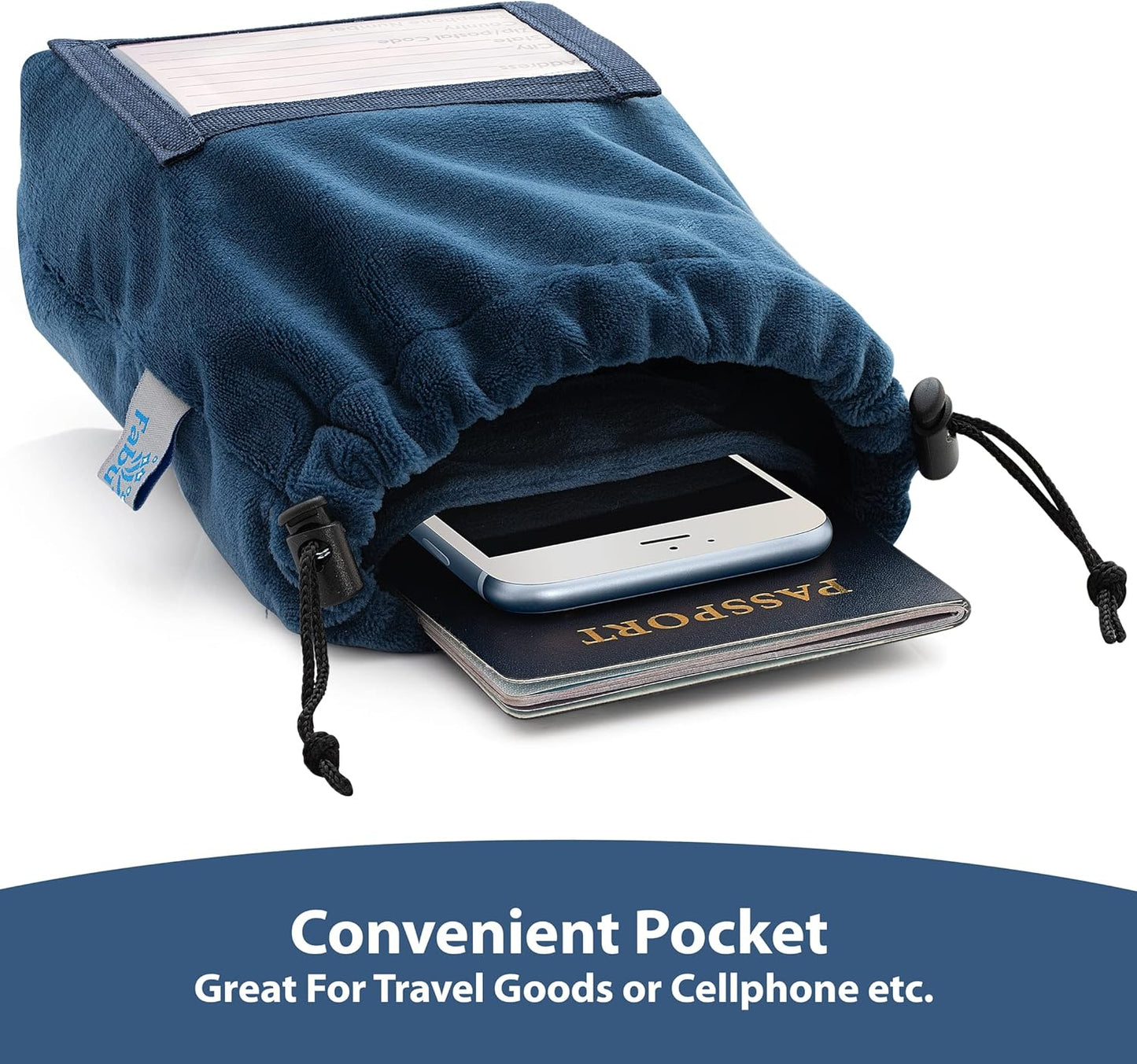 Inflatable Travel Neck Pillow: Extra-Soft, Cushion. For Airplanes, Trains, Cars, Portable Travel Accessory-With Carrying Pouch For cell phone and Passport Etc. (Blue)