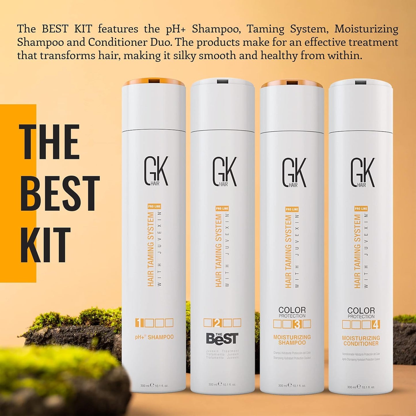 GK HAIR Global Keratin The Best Kit (10.1 Fl Oz/300ml) Smoothing Keratin Hair Treatment Professional Brazilian Complex Blowout Straightening For Silky Smooth & Frizz Free Hair