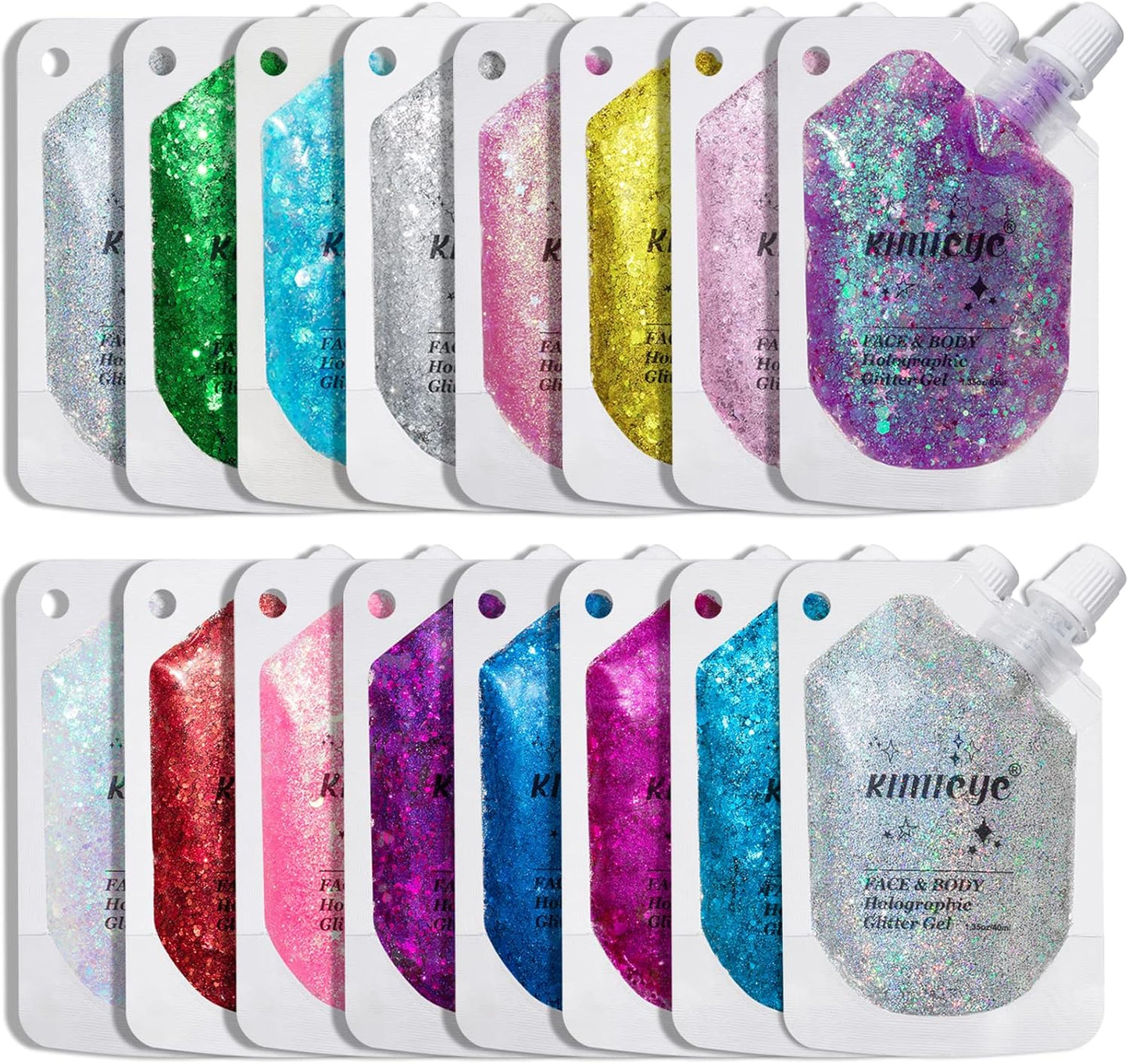 Holographic Face Glitter Gel Body Shimmer Makeup for for Hair, Face, Clavicle, Arm, Nail, Eyeshadow, Long Lasting Waterproof Mermaid Sequins Party Glitter for Rave Festival, 1.35oz (Dazzling Pink #2)