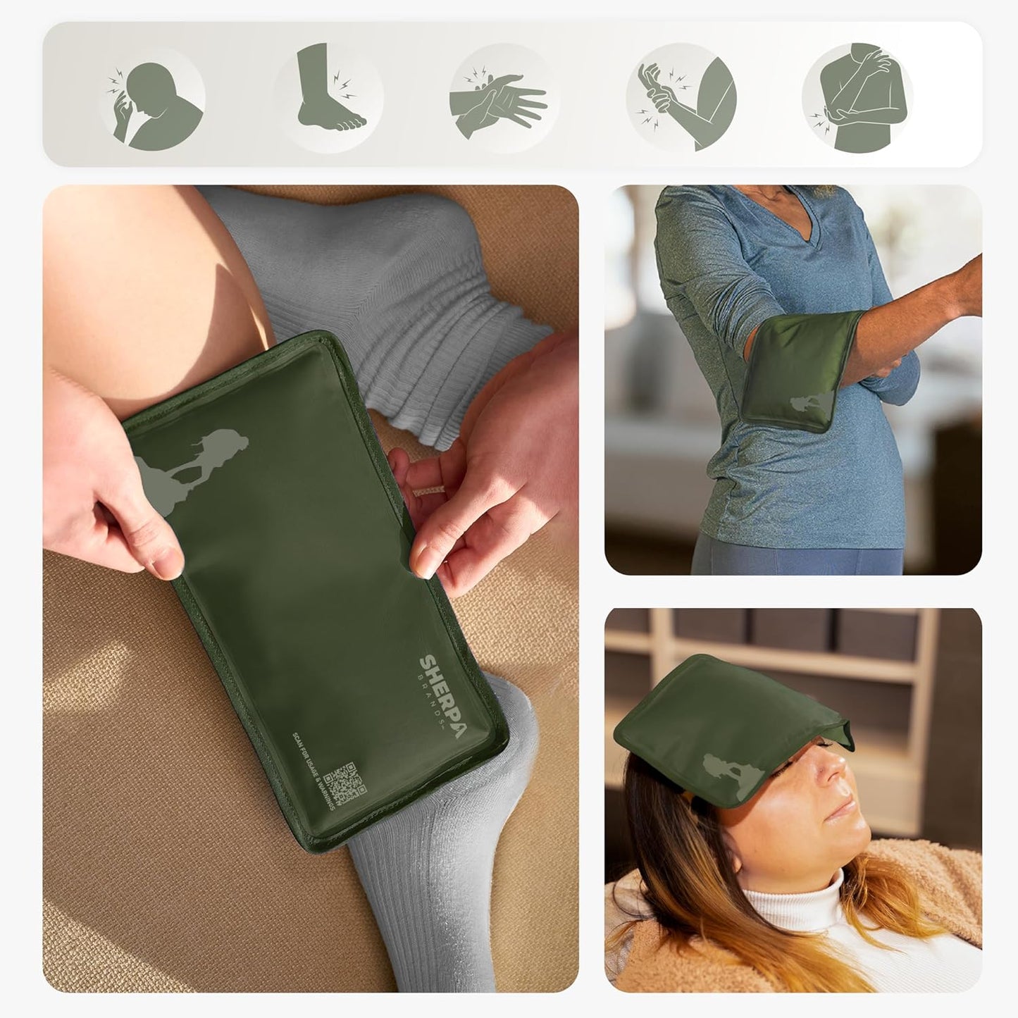 Small Flexible Gel Ice Packs for Injuries Reusable - Soft Hot and Cold Packs for Injuries for Ankle, Hand, Wrist, Head Pain Relief - 5" x 10" - 2PK - Green