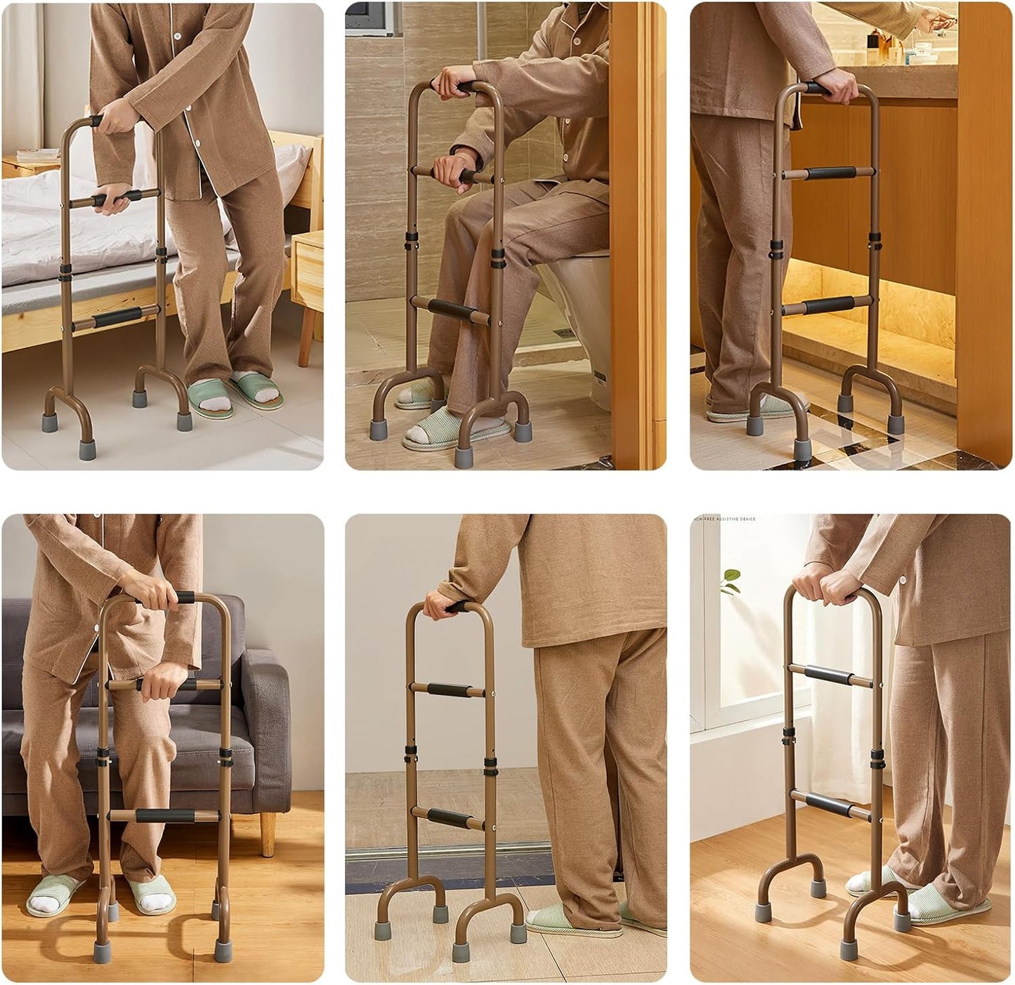 Adjustable Stand Assist Aid for Elderly - Aluminium Sit to Stand Assist, Stable Help to Stand and Move Lift Assist for Elderly, with Anti-Slip Protector, Help Seniors Stand Up from Chair Bed, Khaki