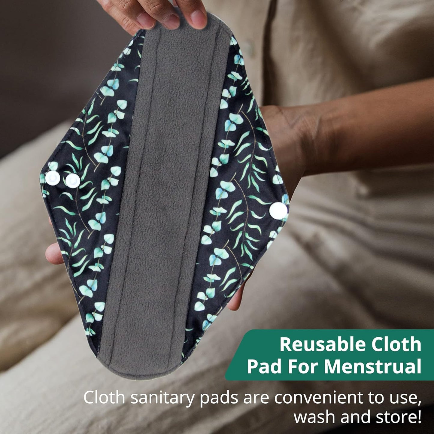 Langsprit Absorbent Reusable Menstrual Sanitary Pads/Washable Cloth Menstrual Period Pads,Reusable Panty Liners(Winter,S)