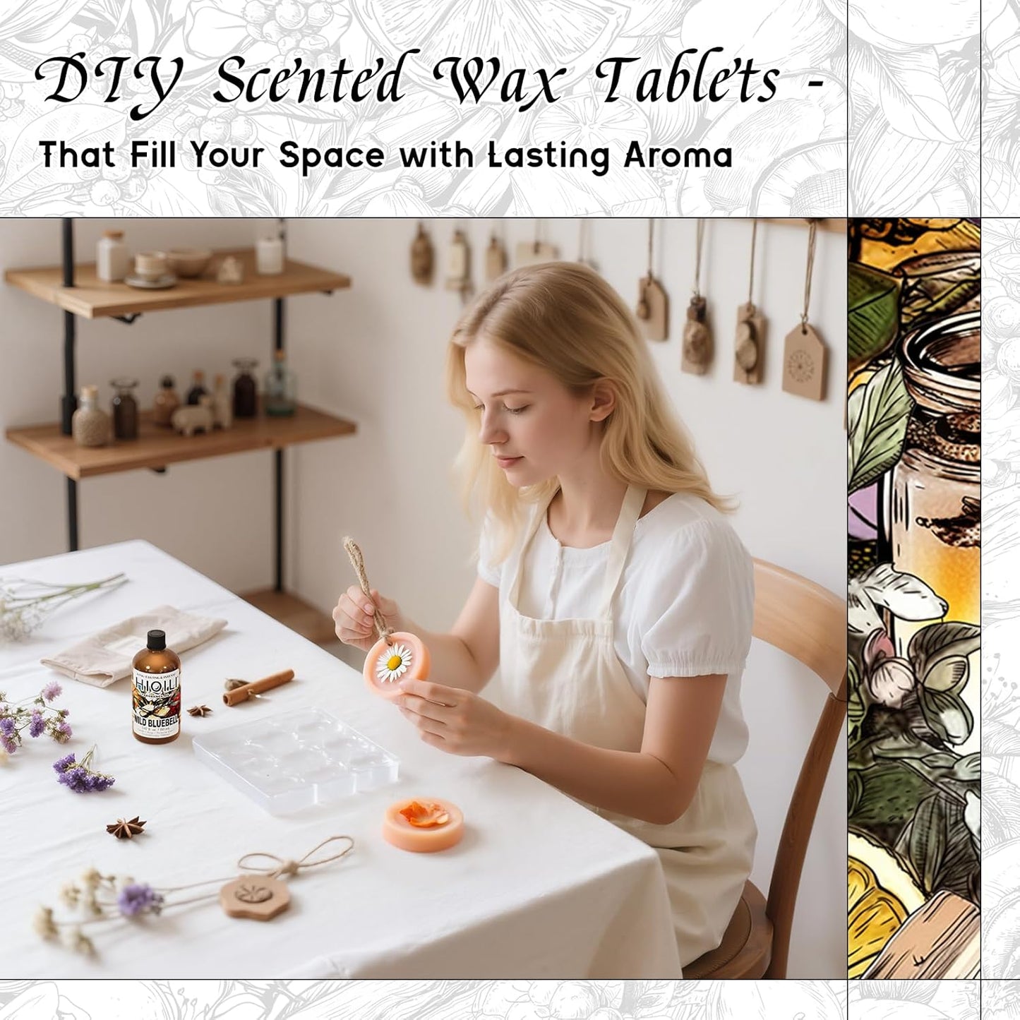 HIQILI Wild Bluebell Fragrance Oil for Candles, Soaps Making, Inspired by J-M.Lone Wild-Blubell, and More DIY Projects, Diffuser, Green Scents for Closets, Drawers - 5.07 Fl Oz