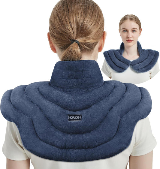 Neck Heating Pad Microwavable for Shoulders, Warmer Wrap Microwave Heating Pad for Neck and Shoulders for Pain Relief (Navy Blue)