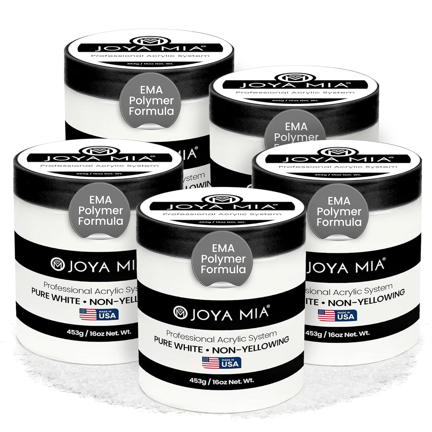 Joya Mia Acrylic Powder for Nails, MMA-Free, Super Adhesion Professional Powder for Flawless & Long-Lasting Nail Enhancements, Easy Application, Vibrant & Stunning Colors - Pure White, 5 lbs