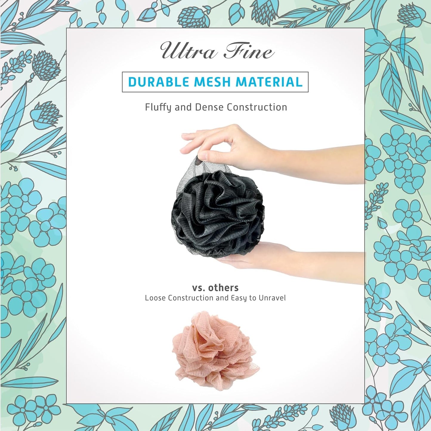 Spongentle Charcoal Bamboo Premium Deep Cleansing Loofah Sponge for Radiant Skin, Pack of 4, Bath and Shower, Exfoliating Body Scrubber, Beautiful Colors for Women and Men