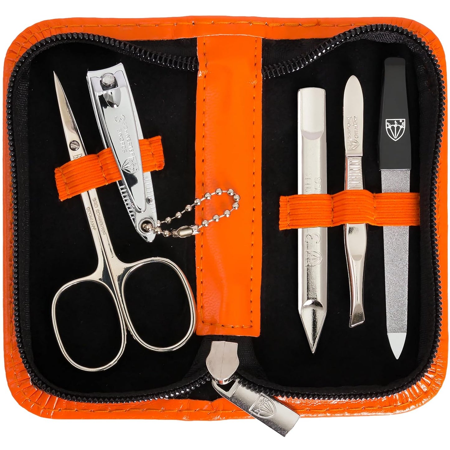 3 Swords Germany - brand quality 5 piece manicure pedicure grooming kit set with synthetic leather case ostrich white - Made in Germany