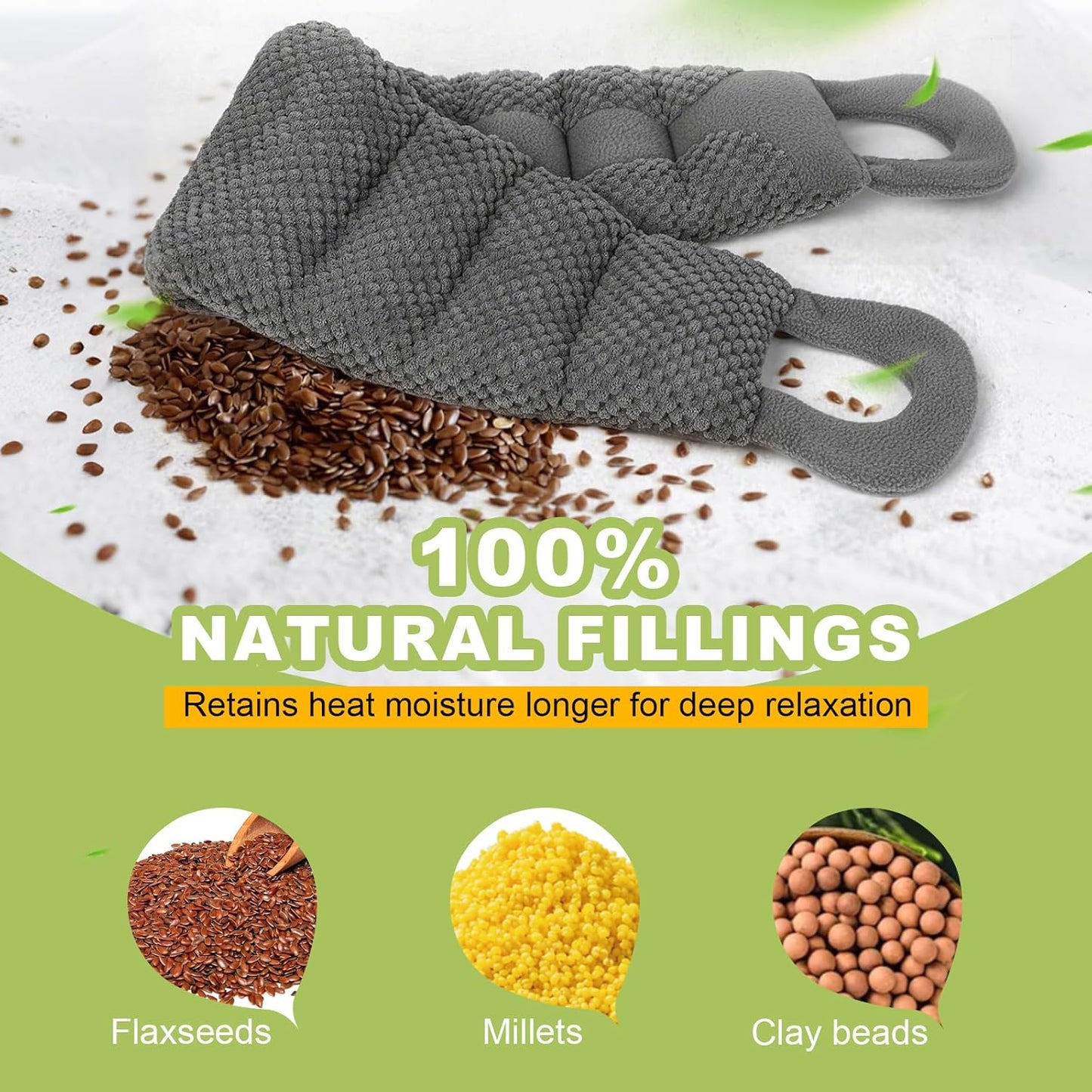 UNCN Long Wide Heating pad for Neck and Shoulders Back 33 * 5.9" microwavable Large Moist Heat Pack Warm hot Compress Neck wrap Weighted Bag Massage Reusable Herbal Nature Calming Portable 1.95Pounds