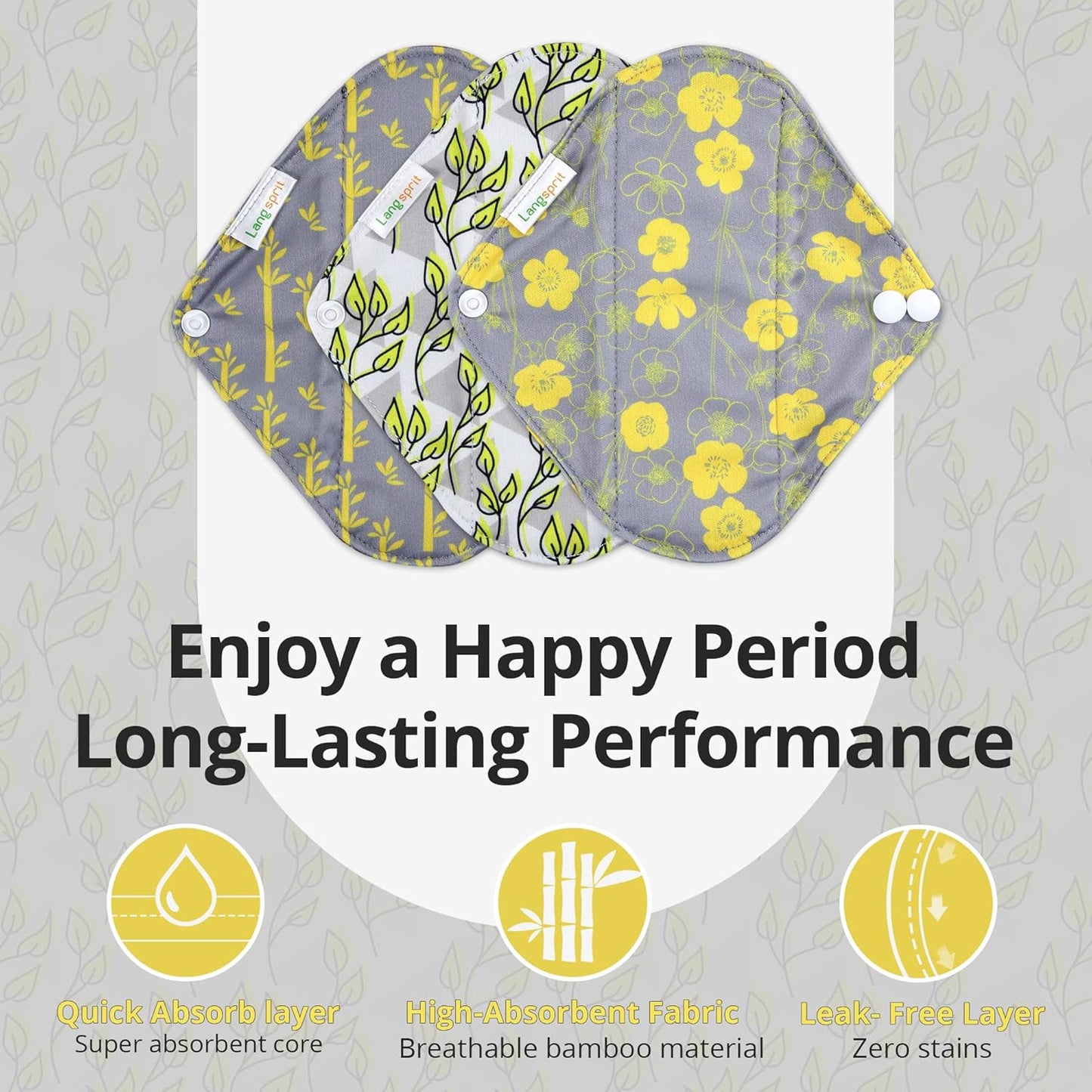 7pcs Set 1 pc Mini Wet Bag +6pcs Absorbent Reusable Sanitary Pads/Washable Cloth Menstrual Pads（Spring,L…