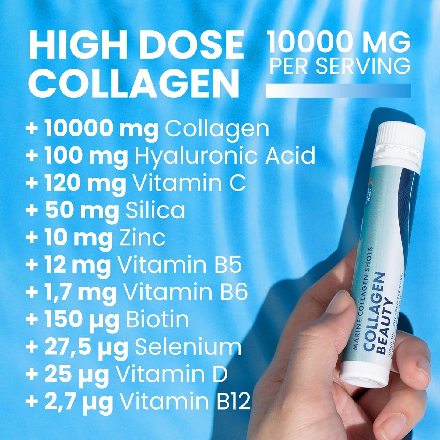 Swedish Nutra - Collagen Beauty|10,000 mg Hydrolyzed Marine Collagen Liquid Supplement-2 X 30 Packs, 60 Day Supply|Hyaluronic Acid and Vitamin C to Support Healthy Hair, Skin, Nails|Sugar-Free