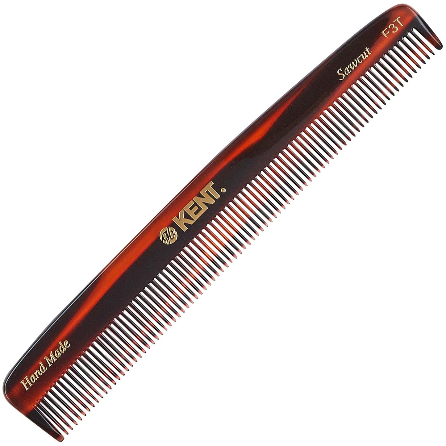Kent F3T Black Graphite Fine Tooth Comb - Hair Parting and Straightening Comb for Men's & Women's Dandruff Remover, Saw Cut and Hand Polished Made in England