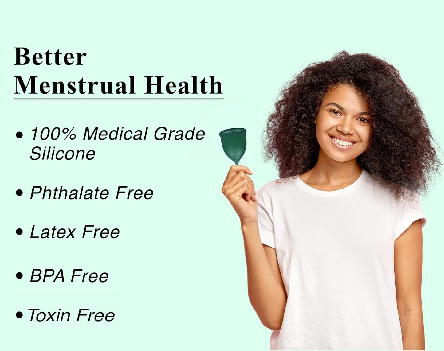 SHORDY Reusable Menstrual Cups (Large) Set of 2 with Mini Box, Medical Grade Silicone, Coupe Menstruelle, Safe Period Cup, Heavy Flow Kit, Feminine Hygiene, Tampons, Pads & Disc Alternative (Green)