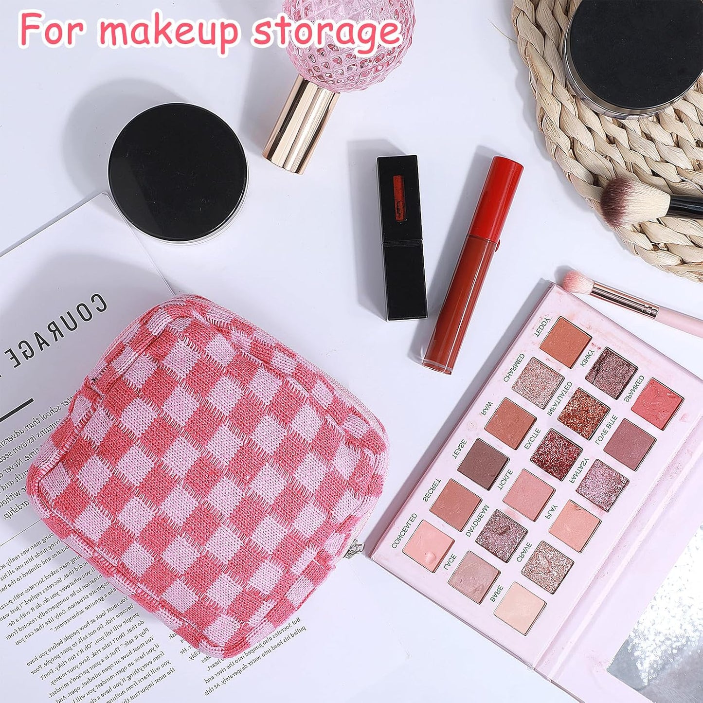 Period Pouch, Checkered Portable Period Bag Sanitary Napkin Storage Bag Tampon Storage Pouch for Women Ladies Daily Use Storages Purse Travel(1 Pcs)