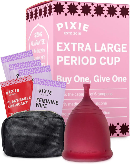 The Pixie Cup - Soft, Safe, Reusable Menstrual Cup – 100% Medical-Grade Silicone Period Cup - Buy One We Give One (XL)