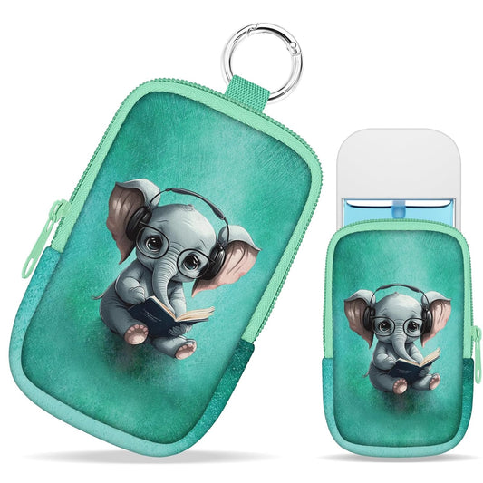 Elephant Hand Sanitizer Spray Case, Cute Hand Sanitizer Holder Zippered Pouch, Fashion Accessory with Snap Hook for Glow Mist and Power Mist 1FL OZ