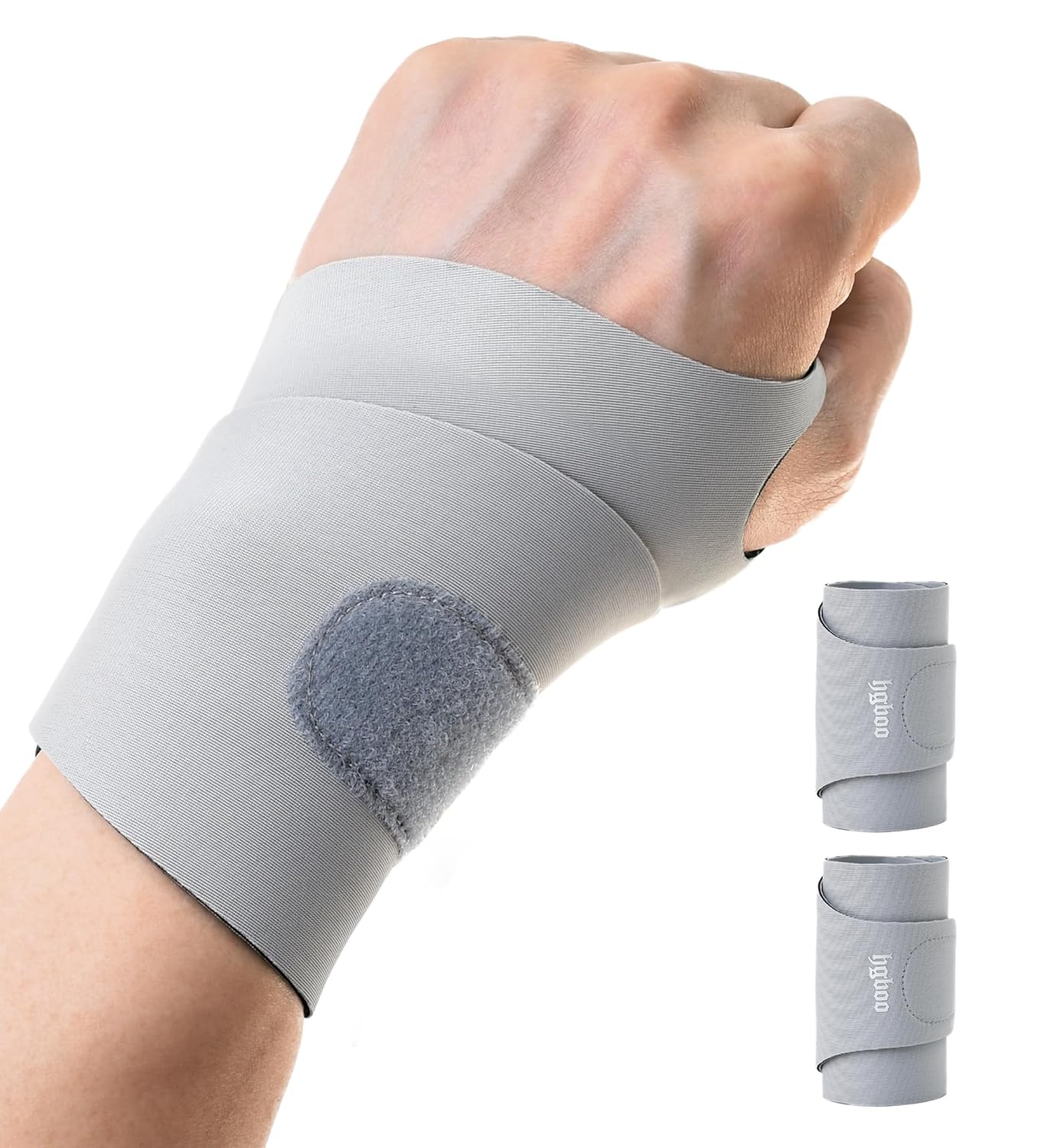 2 Pack Thin Compression Wrist Brace for Men & Women, Adjustable Elastic Wrist Support for Carpal Tunnel Arthritis Tendonitis Sports Pain Relief, Soft & Comfortable Day/Night Wrist Wraps (Gray)