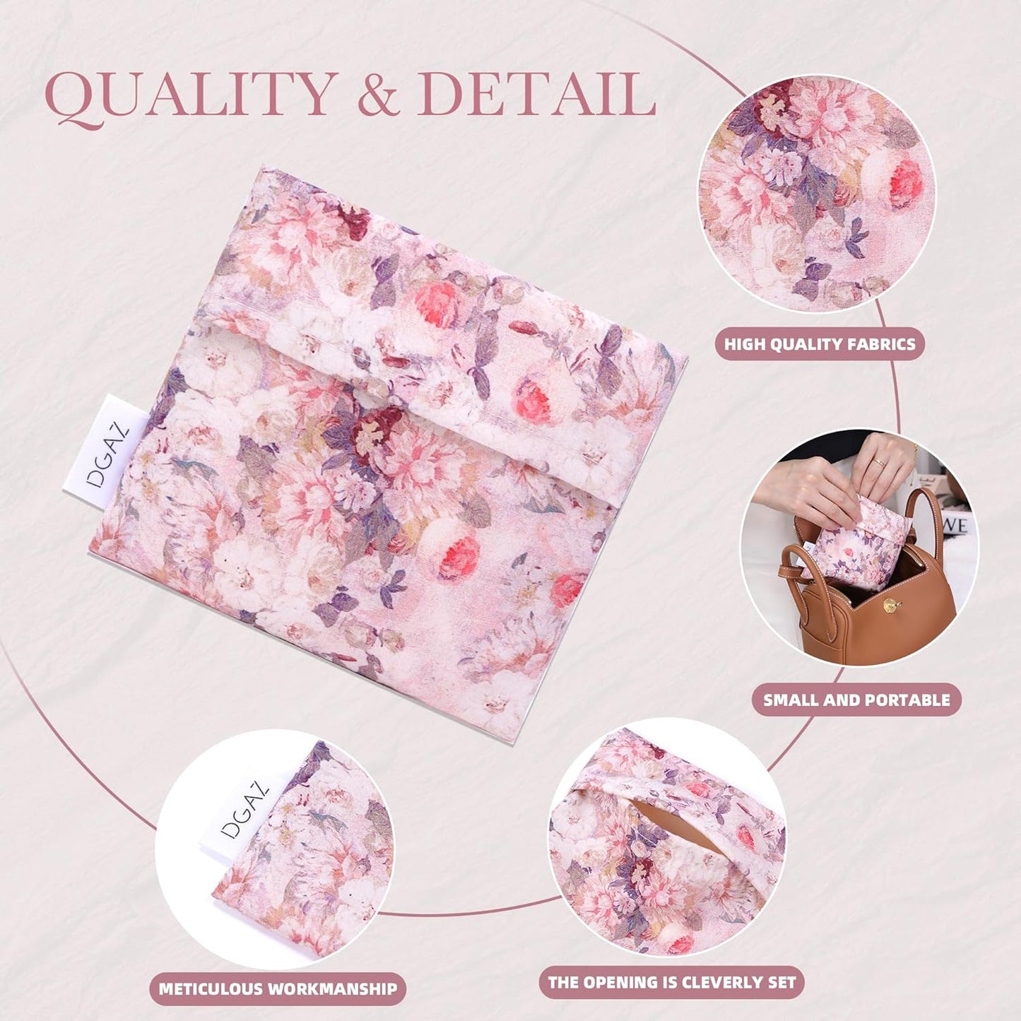 DGAZ Sanitary Napkin Storage Bag, Period Bag for Teen Aged Girls, Portable Period Bag for Panty Liners/Menstrual Cup/Small Tampons，Mini Makeup Bag for Purse(Kaleidoscope)