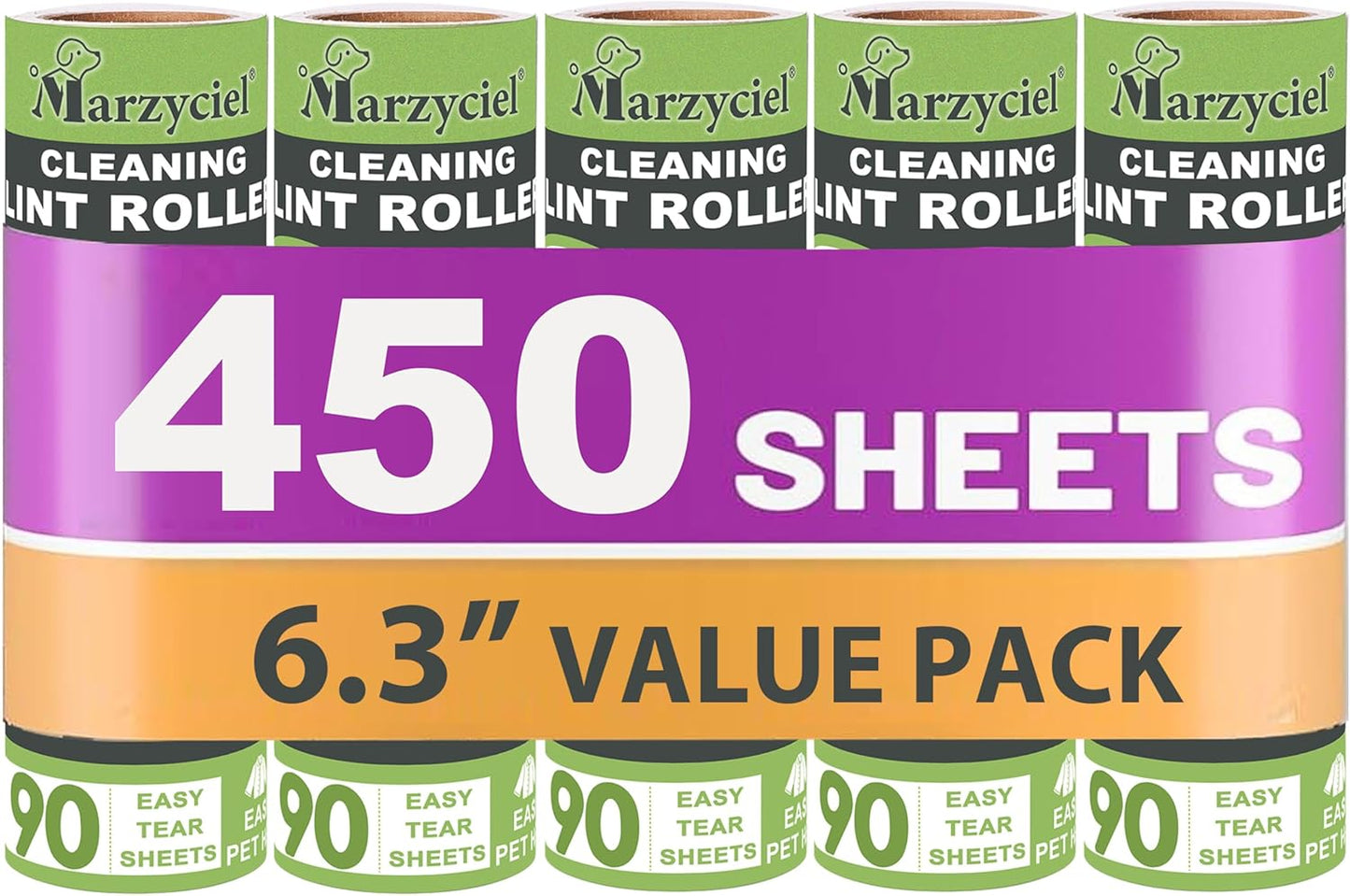 Large Lint Rollers for Pet Hair Extra Sticky,Cat Dog Hair Remover Laundry Clothes Carpet Furniture,6.3 inches Wider with 450 Sheets Giant Lint Remover Brush for Couch with Long Handle