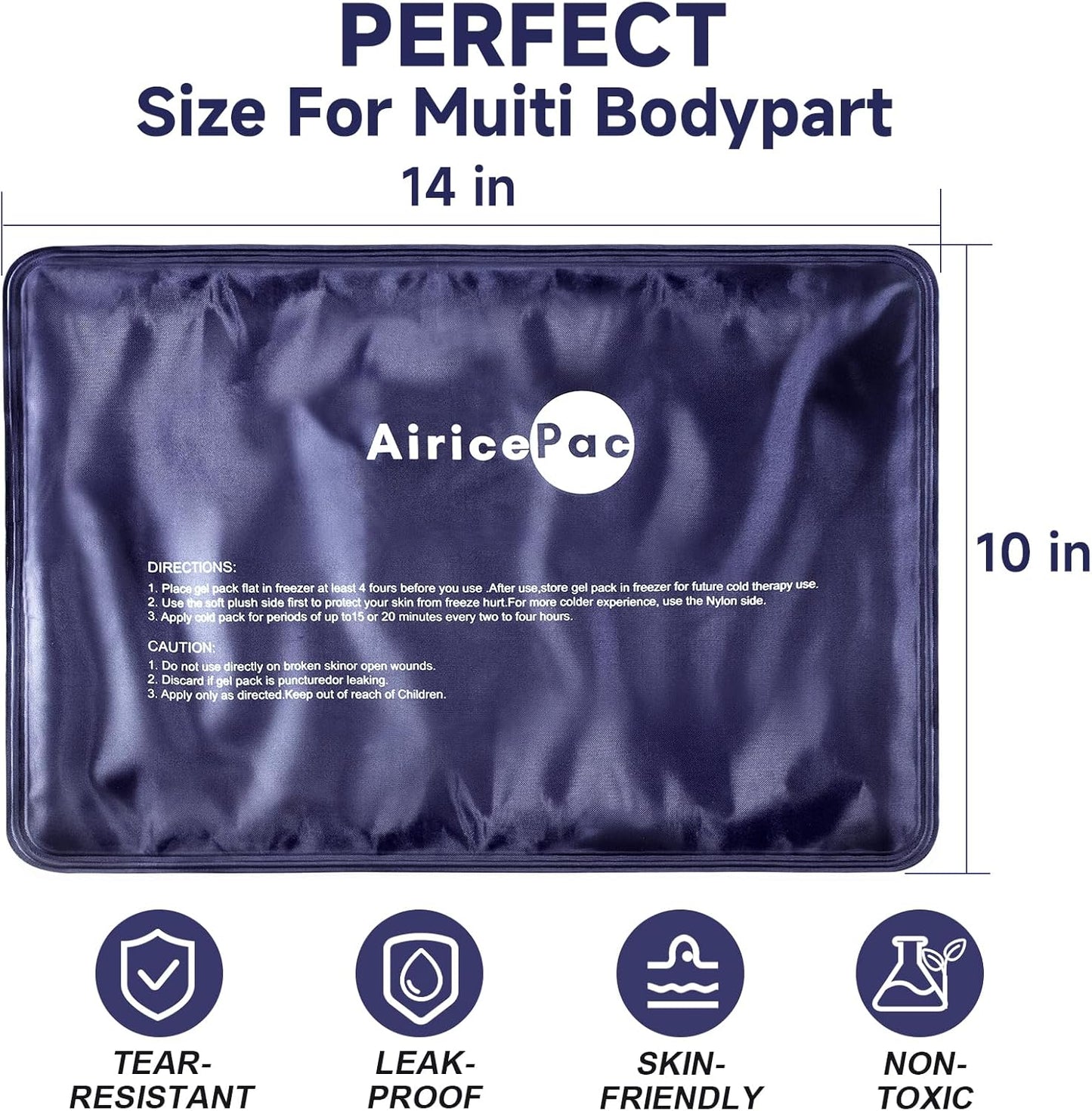 Ice Packs for Injuries Reusable, 10”x 14”Gel Cold Pack for Knee Neck Shoulder Ankle Elbow Hip Back Pain Relief, Cold Compress Therapy for Swelling, Bruises, Surgery, 10”x 14”, Blue