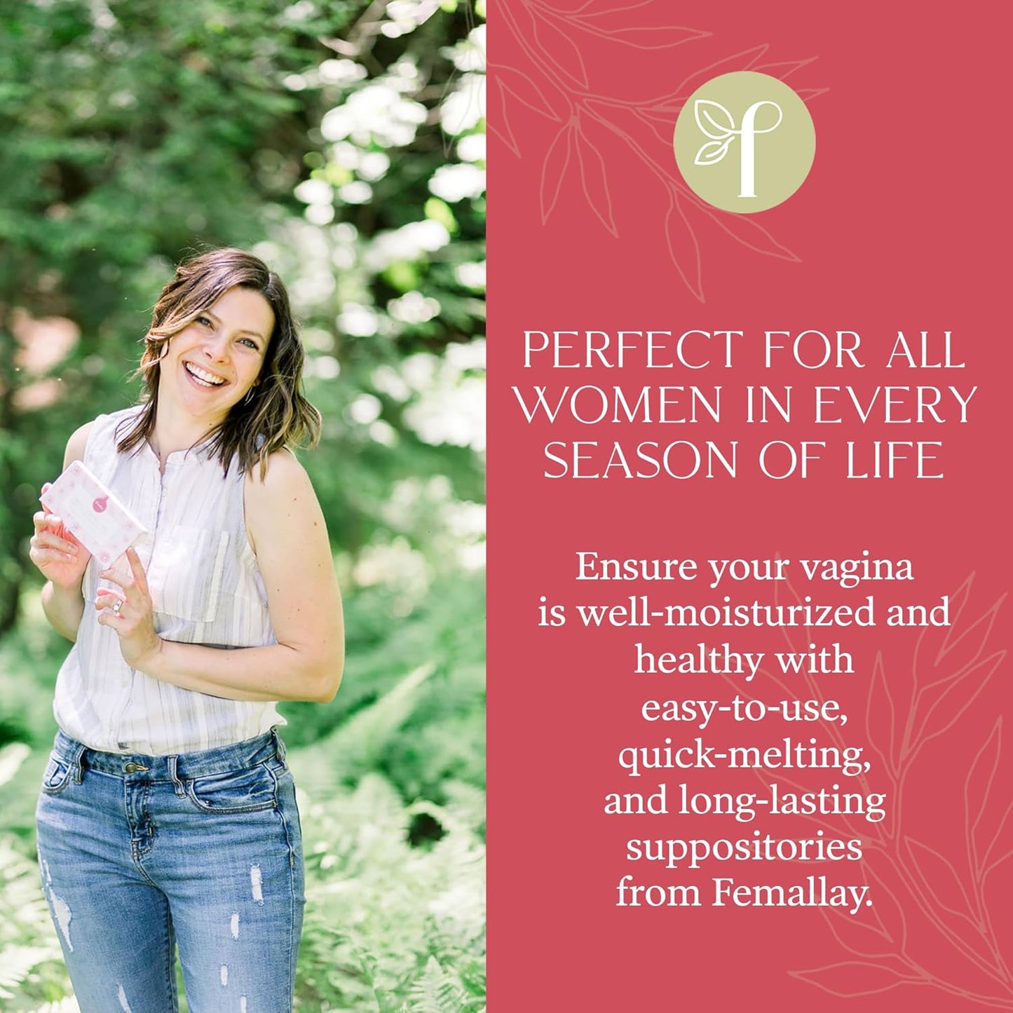 Femallay Organic Vaginal Moisturizing Suppositories – Rose 2 Pack – 100% Natural Relief for Dryness, Odor & Daily Feminine Discomfort – 14 Count + Applicator